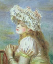 Pierre Auguste Renoir Portrait of a Young Woman in a Lace Hat painting